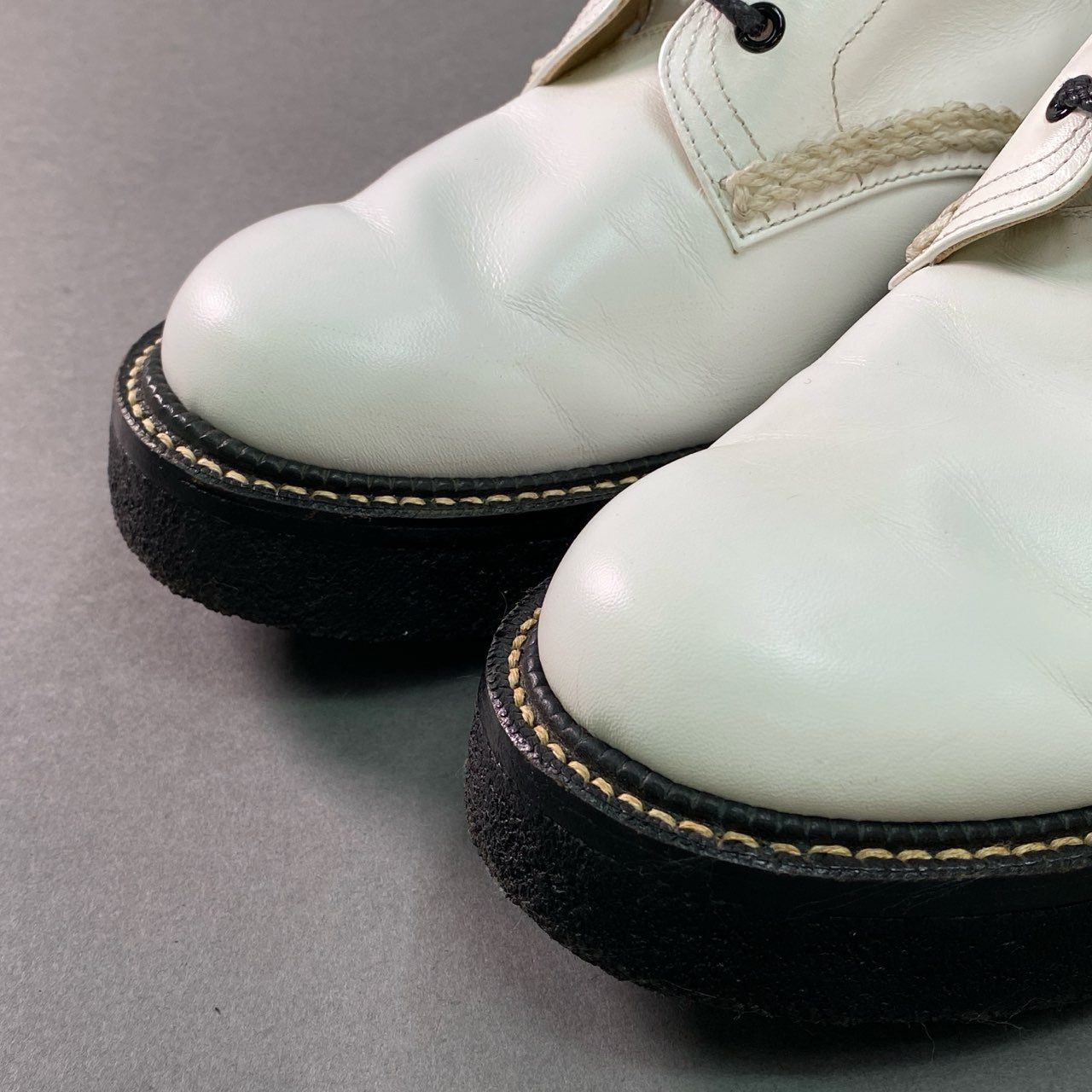2f27 NUMBER NINE ナンバーナイン レースアップ 厚底 レザーブーツ 8 1/2 ホワイト Leather ラバーソール プラットフォーム シューズ