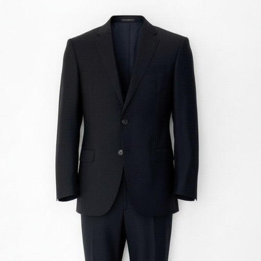 11c29 【美品】 ARMANI COLLEZIONI アルマーニコレツィオーネ M LINE セットアップスーツ シングルスーツ 2B メンズ 紳士服 フォーマル ビジネス イタリア製 50 ブラック ウール100％u02t