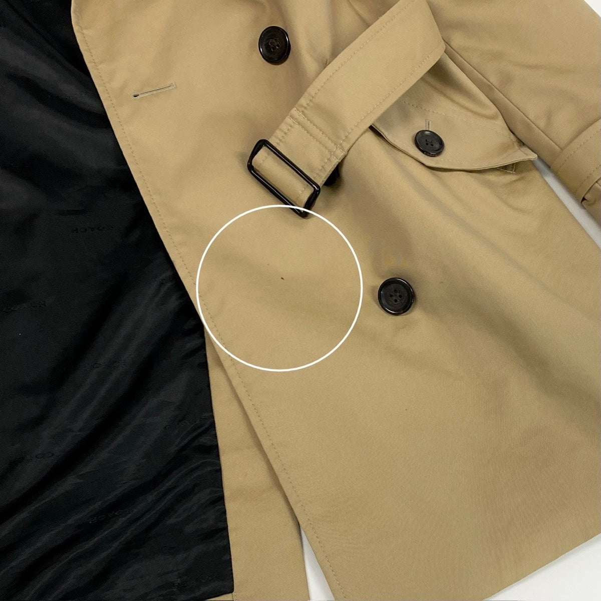 7f4 COACH コーチ トレンチコート ハーフコート 裏地レオパード柄 ロゴボタン F21833 サイズXS ベージュ レディース 女性服o07t