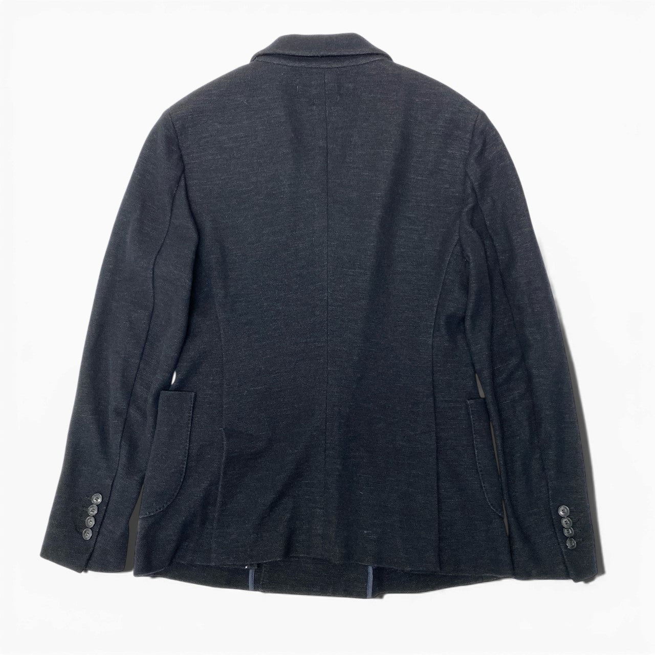11b6【美品】GIORGIO ARMANI ジョルジオアルマーニ ダブルブレストテーラードジャケット ブレザー コットンウールジャケット 48サイズ ダークネイビー メンズ 男性用u02t