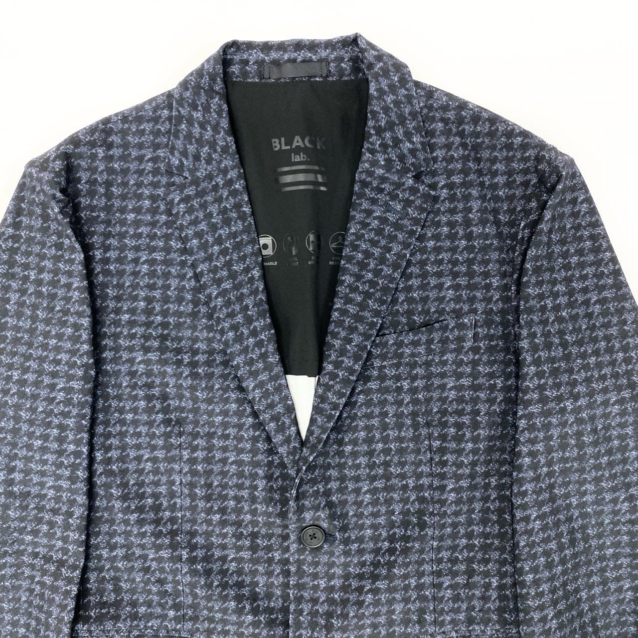 10k11 BLACK LABEL CRESTBRIDGE ブラックレーベルクレストブリッジ  テーラードジャケット アンコンジャケット 千鳥格子 ウォッシャブル ストレッチ メンズ 紳士服 S ブラック ネイビーu02t