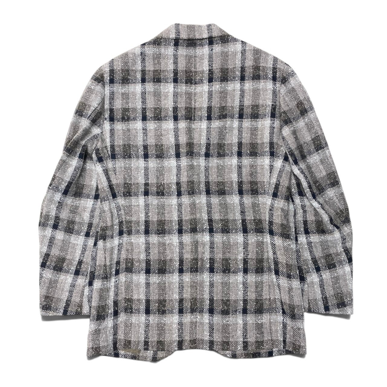 77h20【美品】Stile Latino スティレラティーノ テーラードジャケット チェック柄 リネン混 本切羽 スラブヤーン 42サイズ ブラウン メンズ 男性用k02i