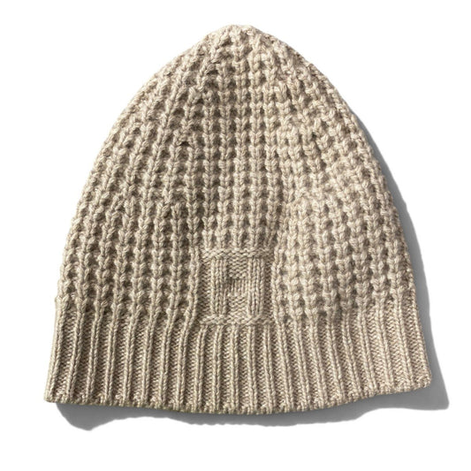 j4《美品》 HERMES エルメス Hロゴ ニット帽 帽子 ビーニーキャップ ME ベージュ カシミヤ ウール