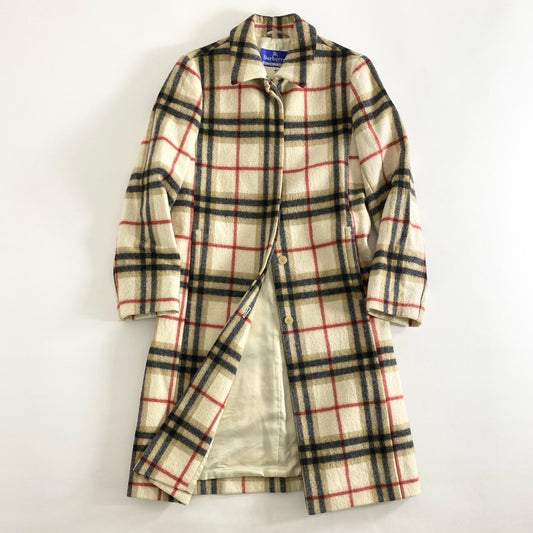 86h29 【希少モデル】BURBERRY BLUE LABEL バーバリーブルーレーベル バーバリーチェック ウールコート チェックコート サイズ38 ライトベージュ系 レディース アウター ノバチェック