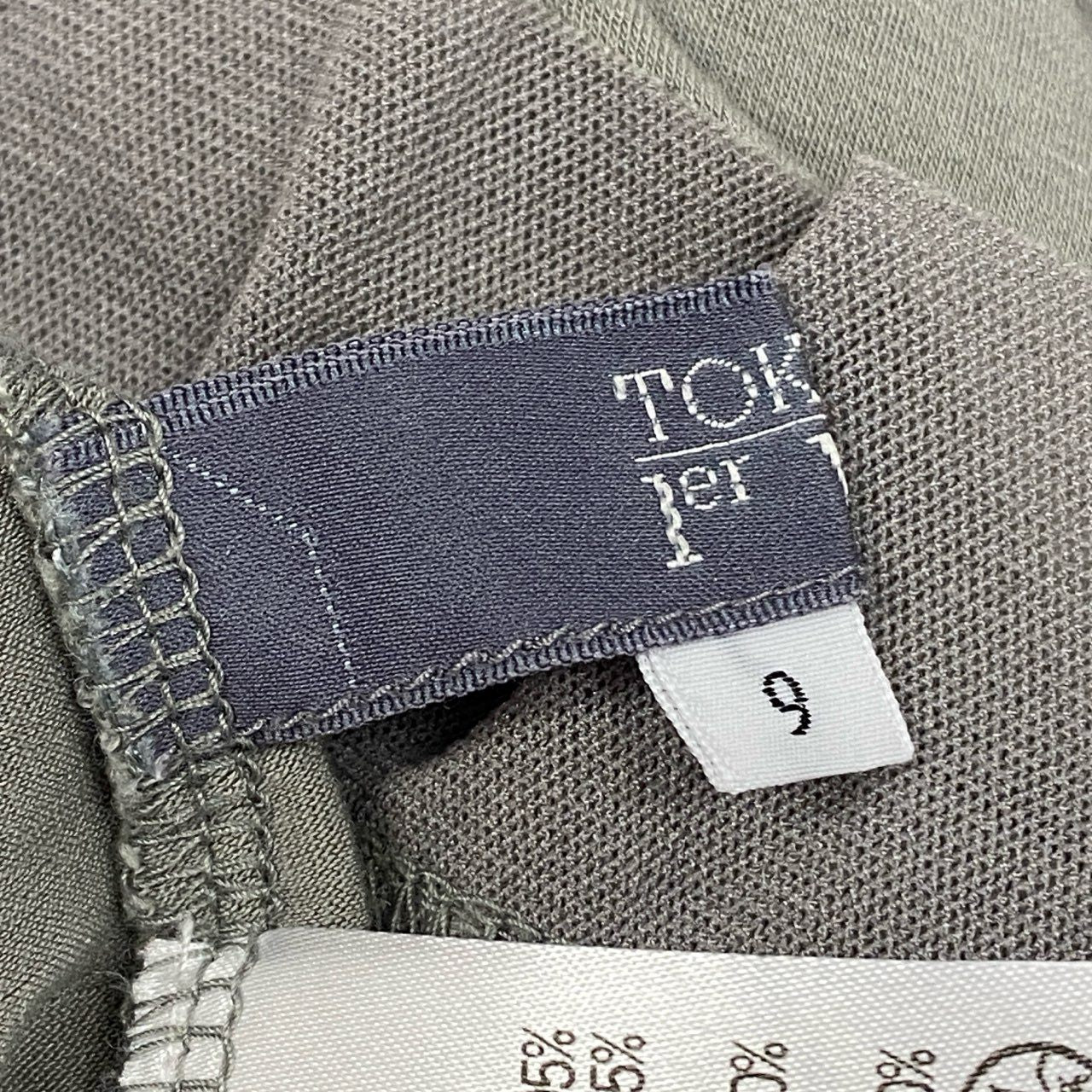 56k26 TOKUKO 1er VOL トクコプルミエヴォル 長袖ワンピース 裾シアー切替 プリント 伸縮ストレッチ 9 グレー系 レディースu02t