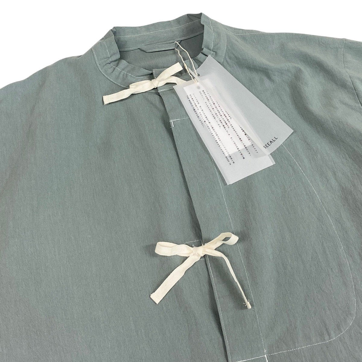 5g2 【未使用タグ付】 SEEALL シーオール ARMY SMOCK アーミースモック 長袖プルオーバー サイズ4 ブルーグレー コットン 和紙 メンズ 日本製u02t