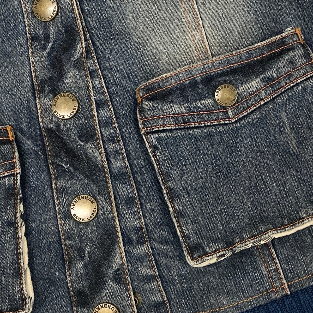 h17 BURBERRY BLUE LABEL クロップドデニムジャケット リブ付き 38サイズ インディゴ レディース 女性用k02i