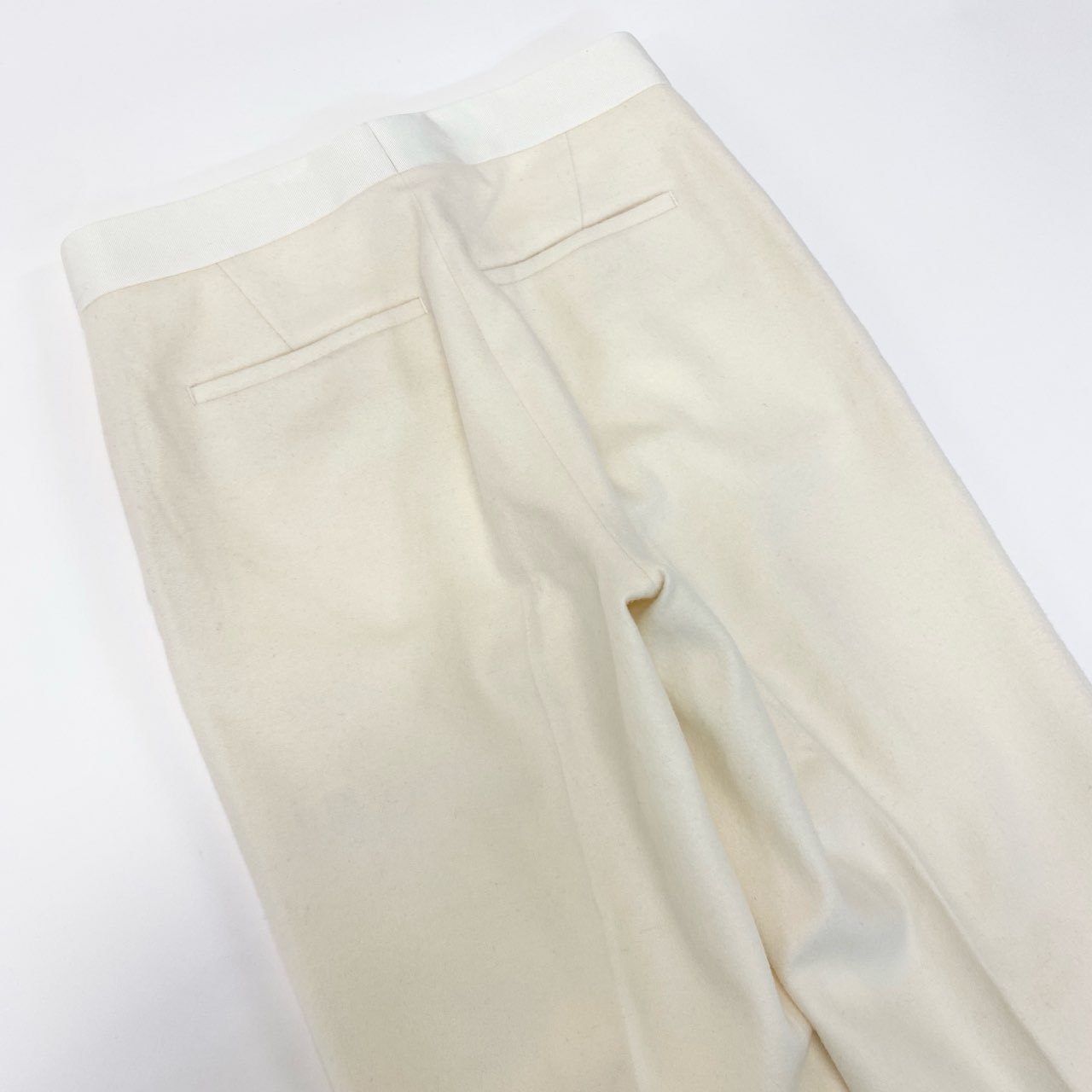 23i17 Drawar ドゥロワー フラノパンツ スラックス テーパードパンツ 6514-236-1251 サイズ38 アイボリー系 ウールカシミヤ レディースu02t