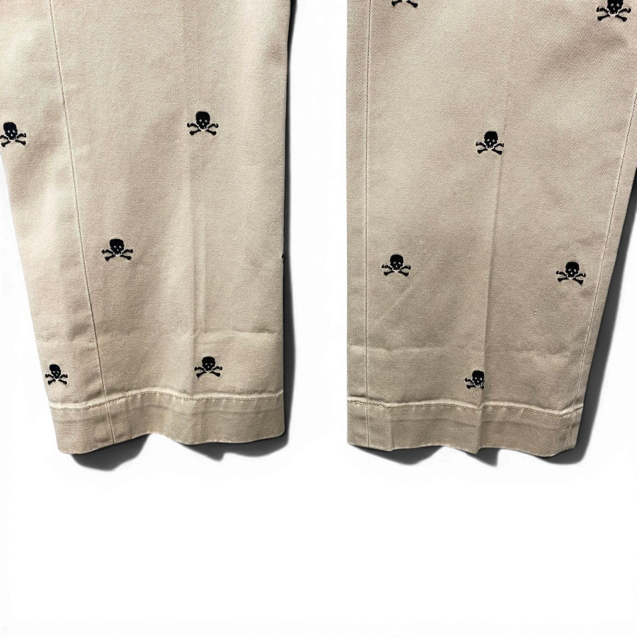 71f16 RALPH LAUREN ラルフローレン RUGBY ラグビー スカル刺繍 チノパンツ ボトムス サイズ34/32 ベージュ メンズ 紳士服u02t