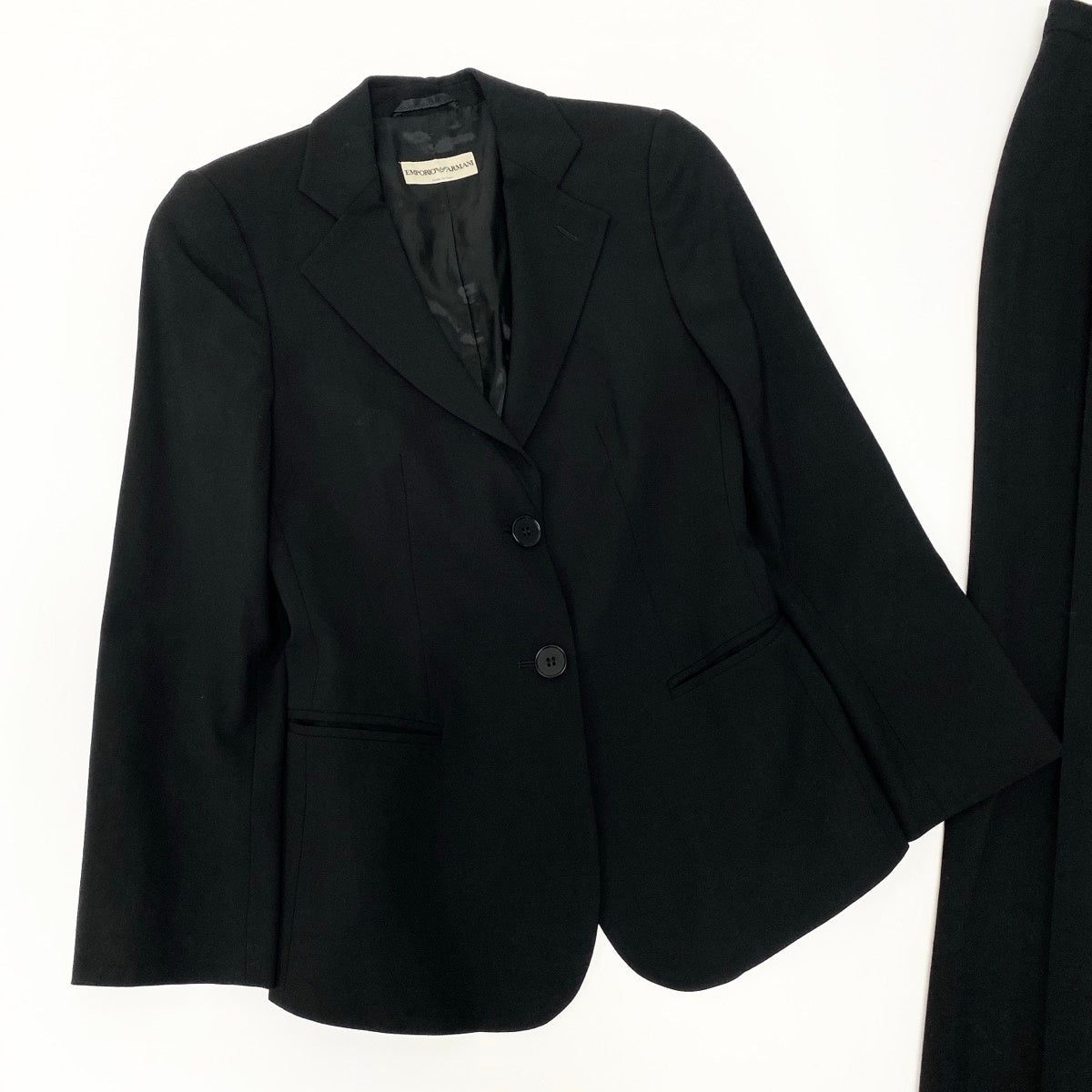 55e19 EMPORIO ARMANI エンポリオアルマーニ セットアップスーツ シングルスーツ フォーマル ビジネス サイズ36 ブラック レディース 女性服u02t