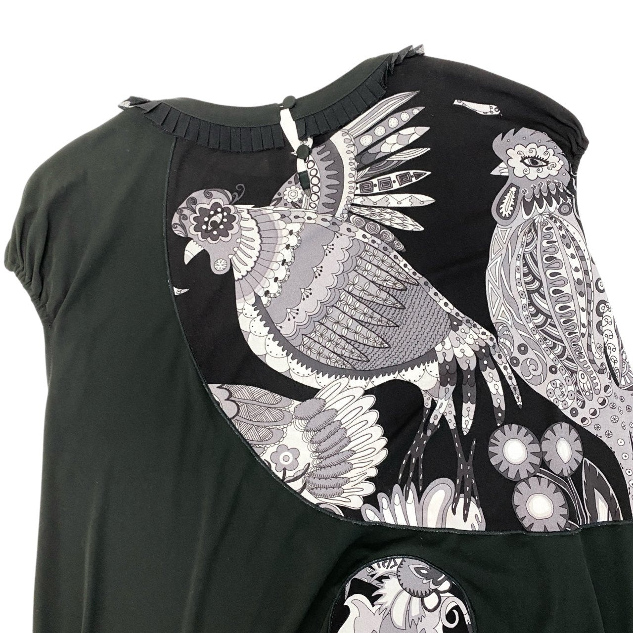 13c5 TOKUKO 1er VOL トクコプルミエヴォル バルーンワンピース ロングワンピース フレンチスリーブ フラワーモチーフ ストレッチ レディース 女性服 サイズ9 ブラックu02t