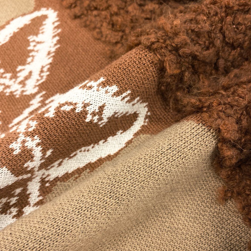 69L17 MaxMara WEEKEND マックスマーラ ウィークエンド ニットセーター ニットプルオーバー キツネ柄 長袖 トップス イタリア製 Mサイズ ブラウン系 レディースu02t