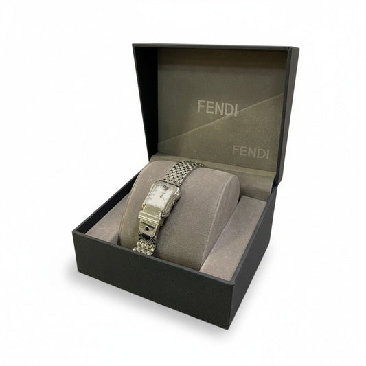 b12 FENDI フェンディ ベルトデザイン B-FENDI ビーフェンディ クォーツ腕時計 3800L シルバー ホワイトシェル 動作〇 ケース付t18r