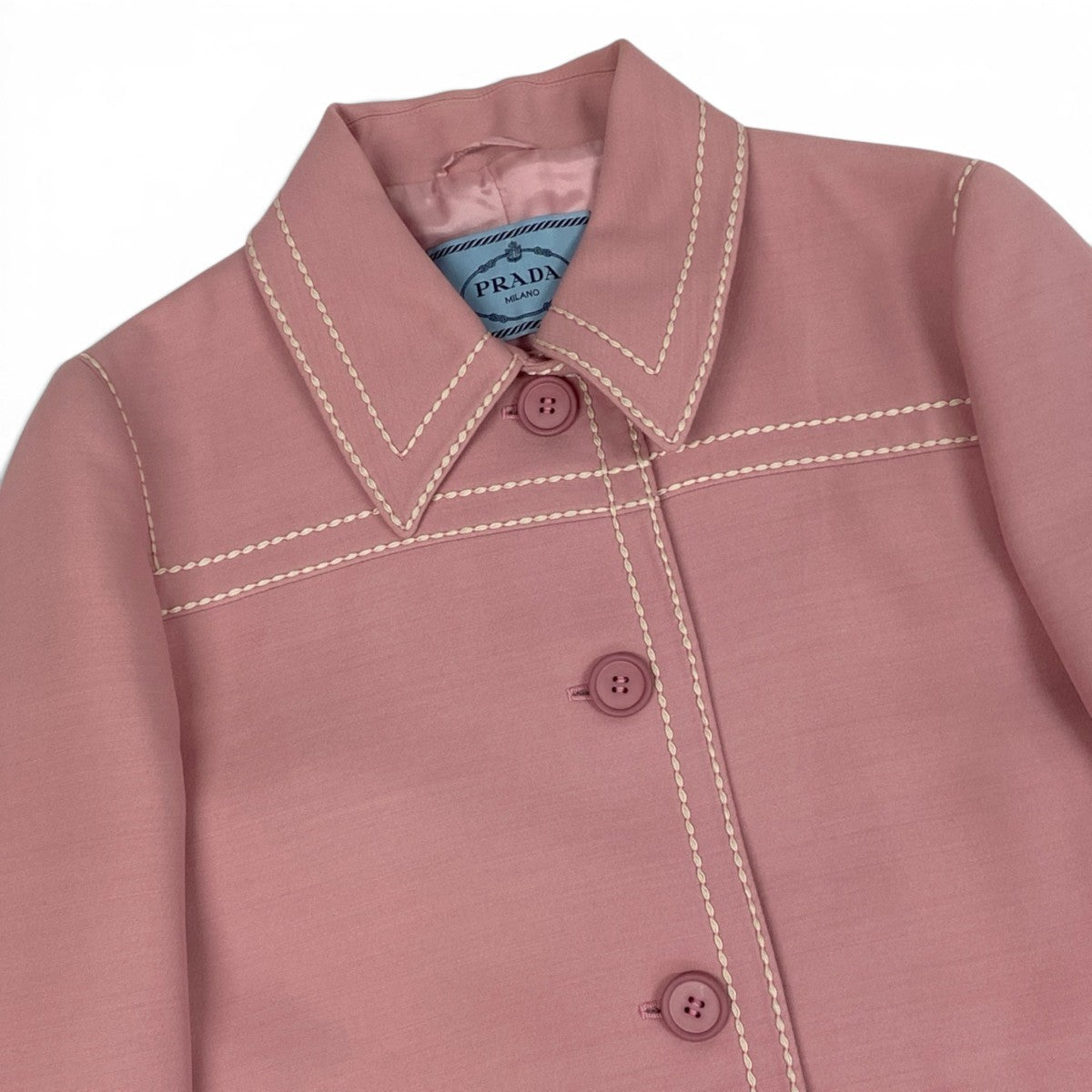 Ei4 PRADA ステッチデザイン コートジャケット 42サイズ ピンク レディース 女性用u02t
