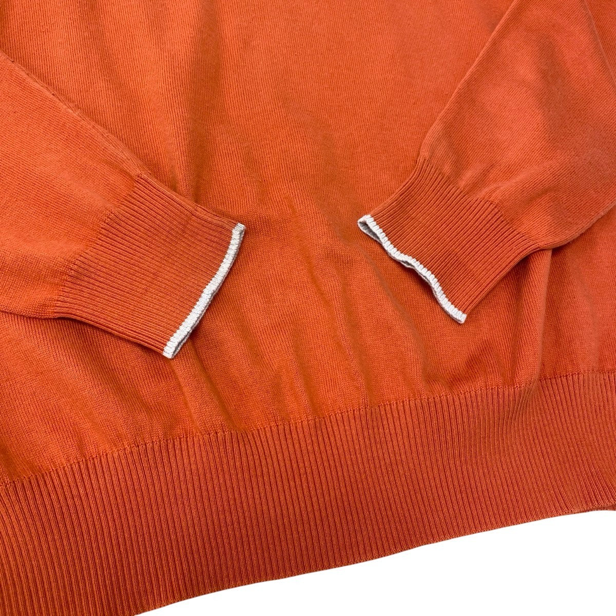 90g27 Loro Piana ロロピアーナ ロングスリーブニットセーター イタリア製 48サイズ オレンジ コットン100％ メンズ 男性用u02t