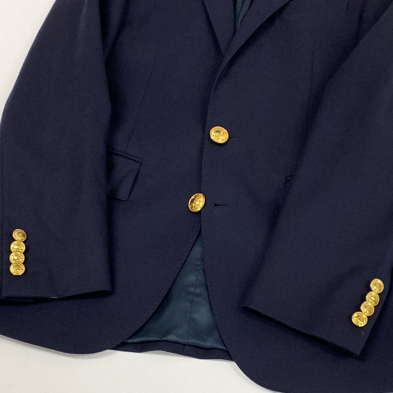 31L8 POLO RALPH LAUREN ポロラルフローレン テーラードジャケット ブレザー 紺ブレ 金ボタン CUSTOM FIT メンズ 紳士服 36 S  ネイビー ウール100％k02i