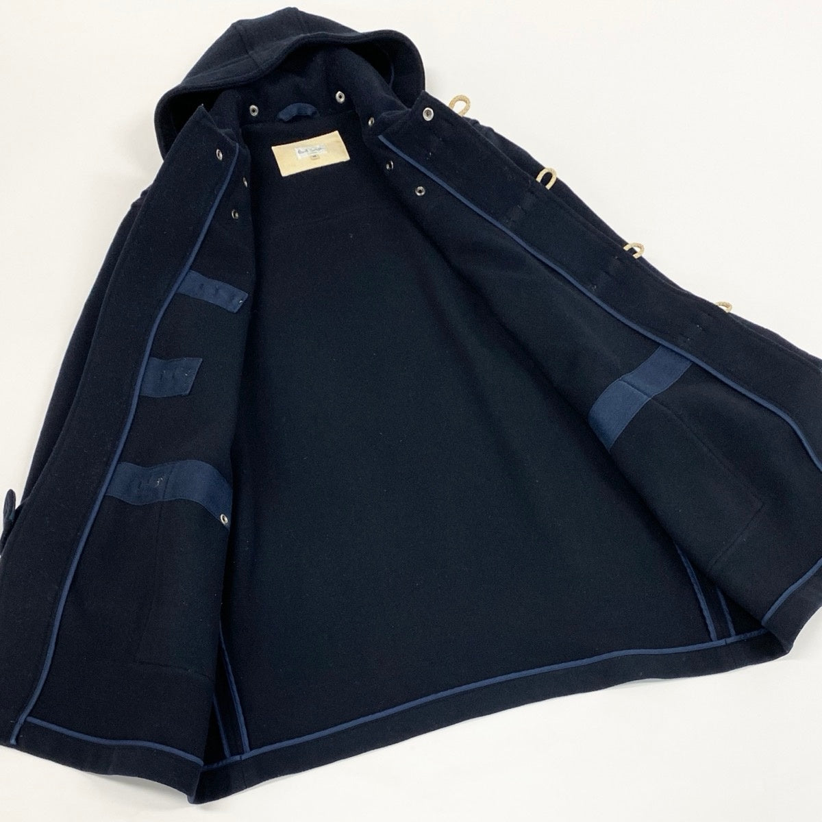 72f2 Paul Smith LONDON ポールスミス ダッフルコート フーデットコート 2way トグルボタン ウール混 サイズM ネイビー メンズ 紳士服o07t