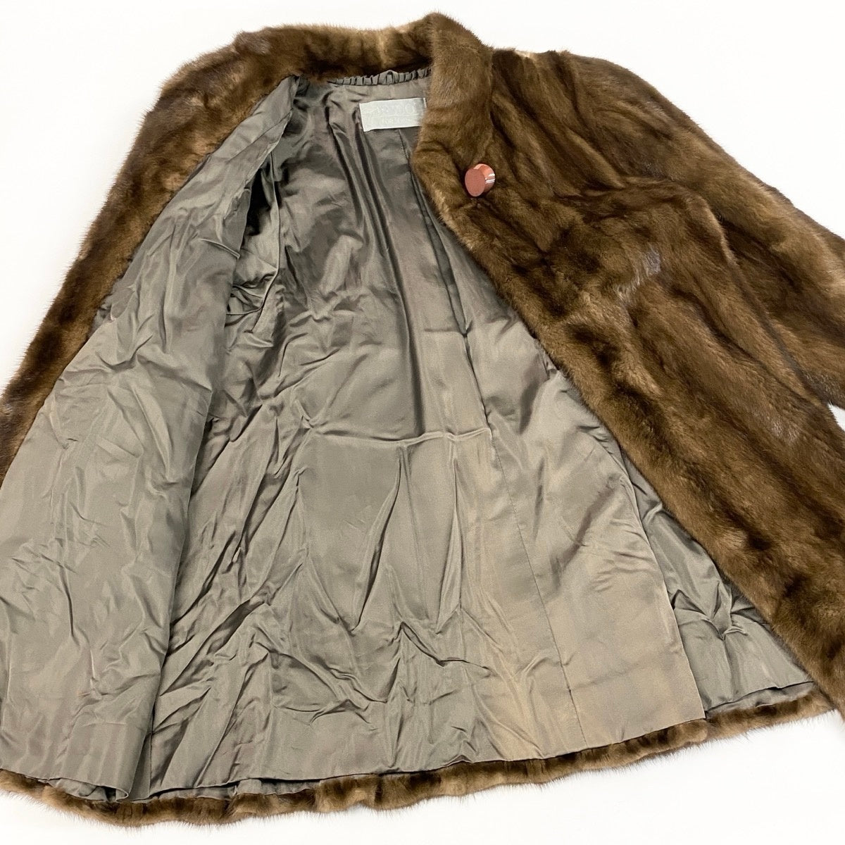 54g8 JINDO SAGA MINK サガミンク 銀サガ パステルミンク ロングファーコート サイズ13 茶系 最高級本毛皮 Mink Fur Long Coatt18r