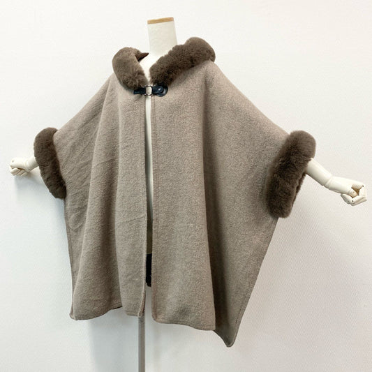 29g28 GIANFRANCO FERRE ジャンフランコフェレ ポンチョ ケープコート アウター サイズ46 アイボリー ブラウン レディース 女性用 イタリア製