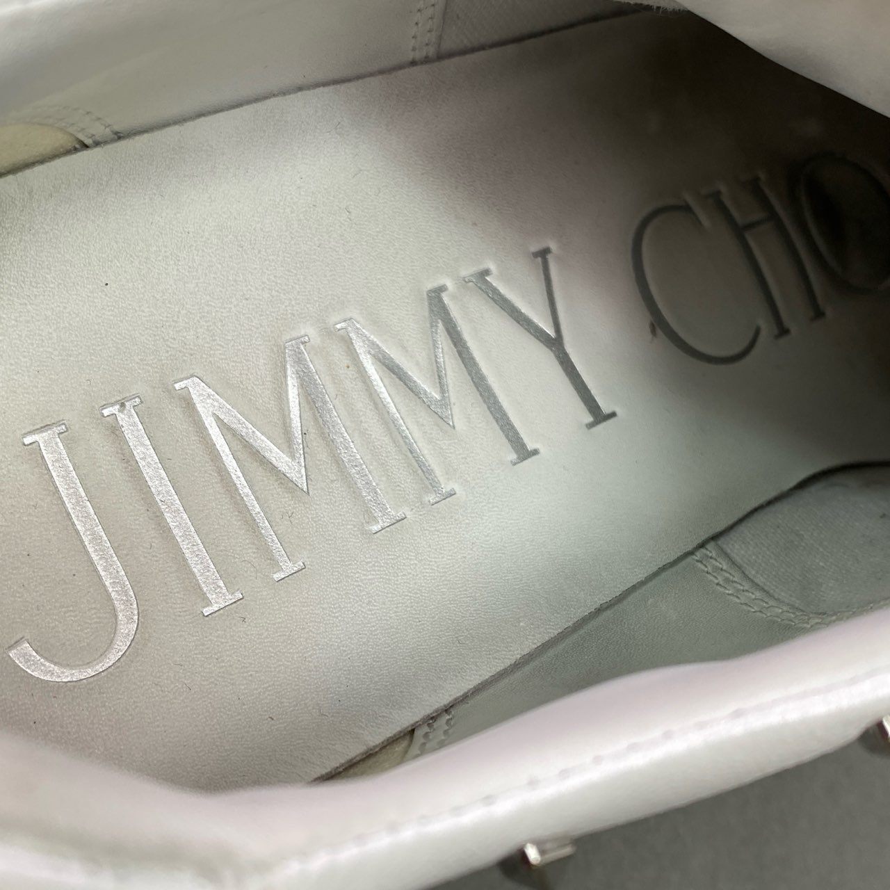 6k5 JIMMY CHOO ジミーチュウ Diamond Light Maxi スタッズスニーカー 厚底スニーカー サイズ38 ホワイト レザー レディース 女性用 靴