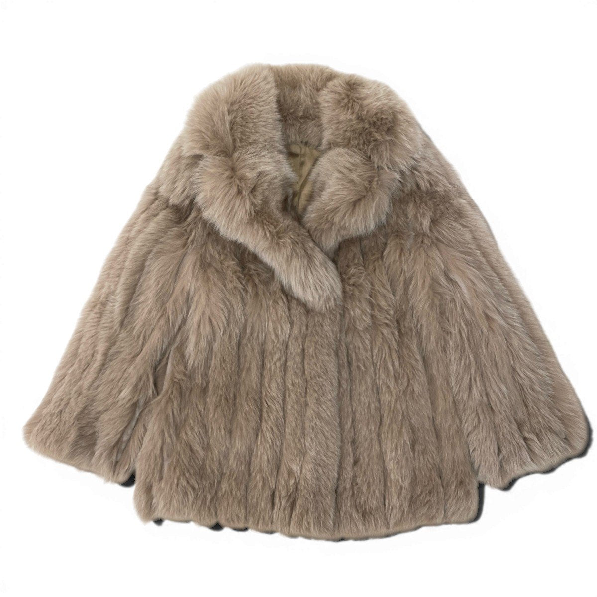 78h8 染め フォックスファー コート サイズF ベージュ 本毛皮 Dyed Fox Fur Coat Beiget18r