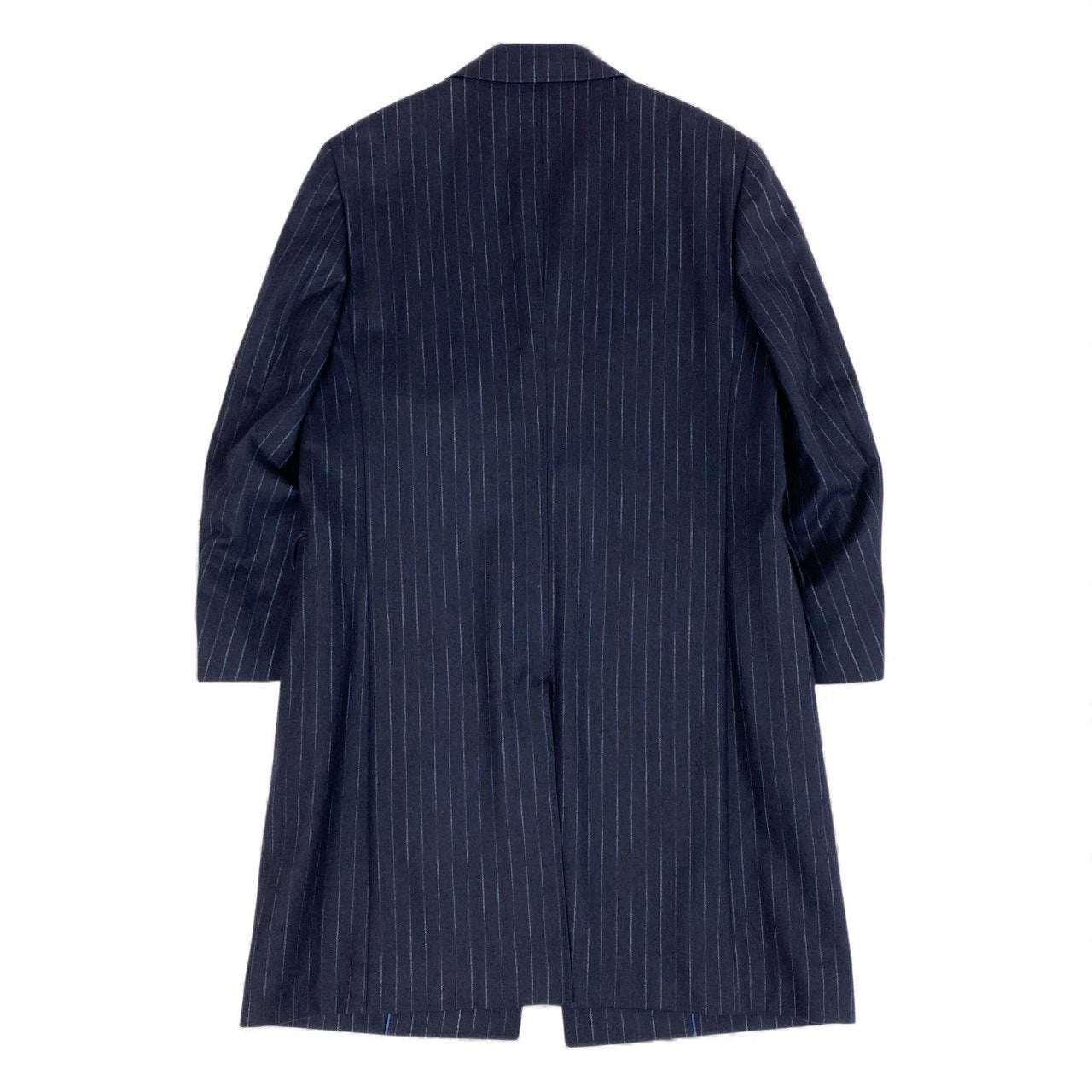 31L8 LANVIN COLLECTION ランバン コレクション ロングテーラードジャケット コートジャケット ストライプ カシミヤ混 45サイズ ネイビー メンズo07t