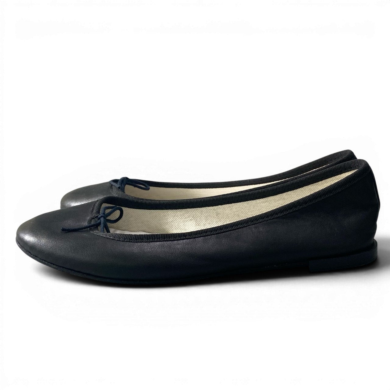1d23 repetto レペット フラットシューズ バレエシューズ バレリーナ リボン レザー フランス製 39 1/2 ブラック レディース 女性靴k02i