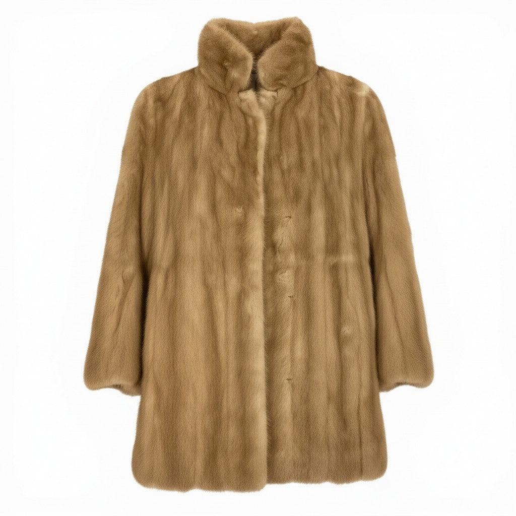 43a21 EMBA エンバ パステルミンク ファーコート サイズ11 ベージュ 本毛皮 Pastel Mink Fur Coatt18r