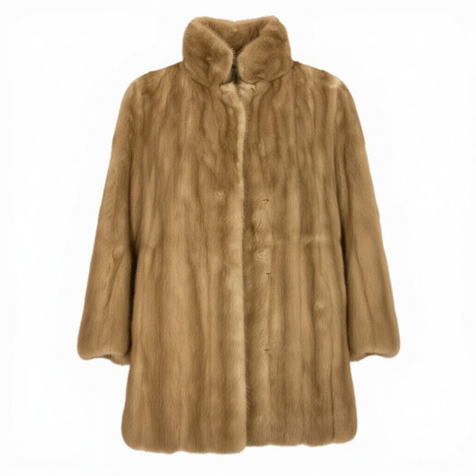 43a21 EMBA エンバ パステルミンク ファーコート サイズ11 ベージュ 本毛皮 Pastel Mink Fur Coatt18r