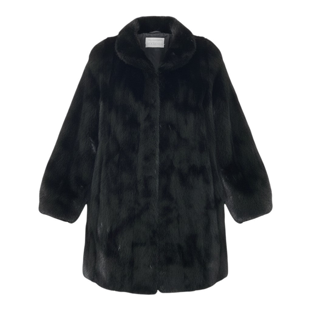12i21 ダークミンク ファーコート サイズF ブラック 最高級本毛皮 Dark Mink Fur Coat リアルファーt18r