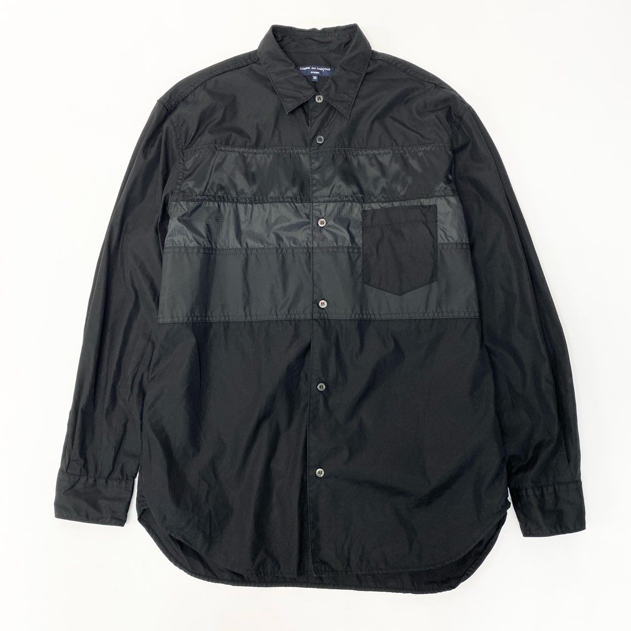 87a29 COMME des GARCONS HOMME コムデギャルソン オム 長袖シャツ パッチワークシャツ 異素材切替 AD2023 HL-B001 Mサイズ ブラック メンズ 男性用o07t