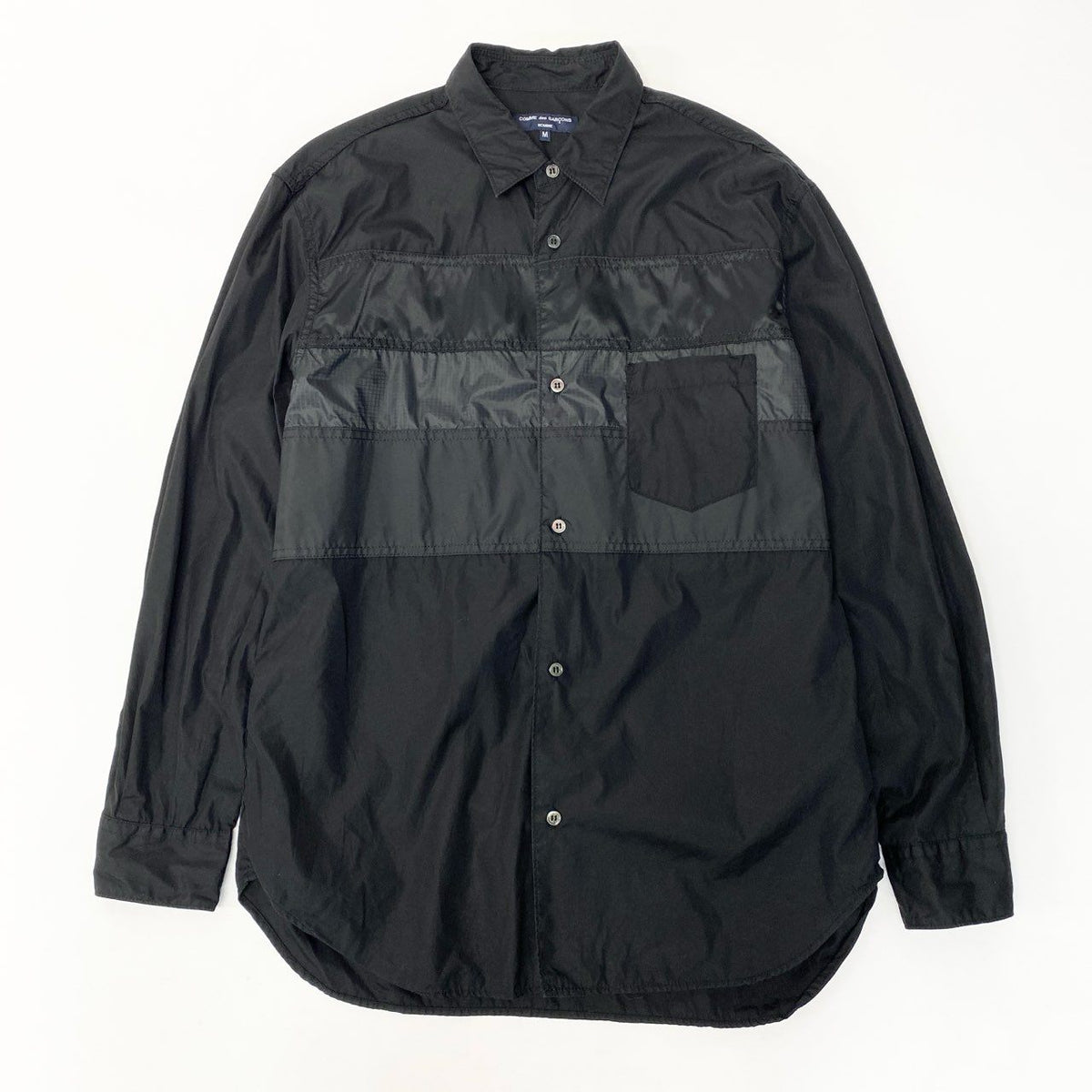 Aa29 COMME des GARCONS HOMME コムデギャルソン オム 長袖シャツ パッチワークシャツ 異素材切替 AD2023 HL-B001 Mサイズ ブラックo07to07t