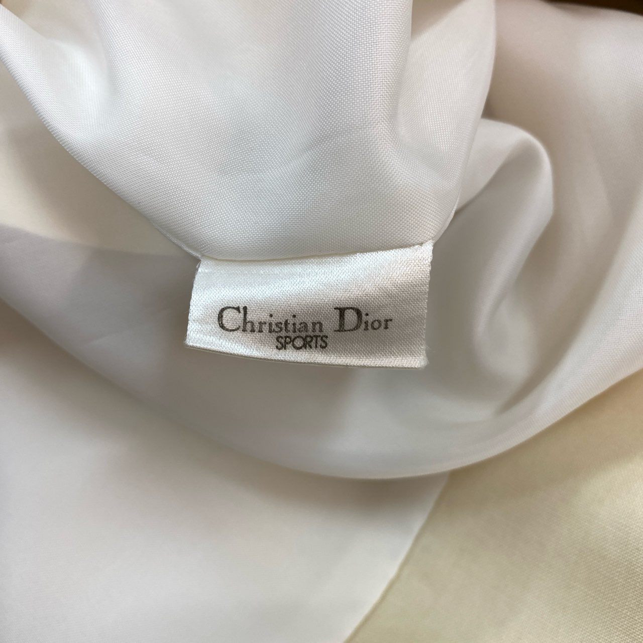 83c27 Christian Dior クリスチャンディオール テーラードジャケット ウールジャケット ブランドロゴ刺繍 Mサイズ イエロー ウール100％ レディース 女性用o07t