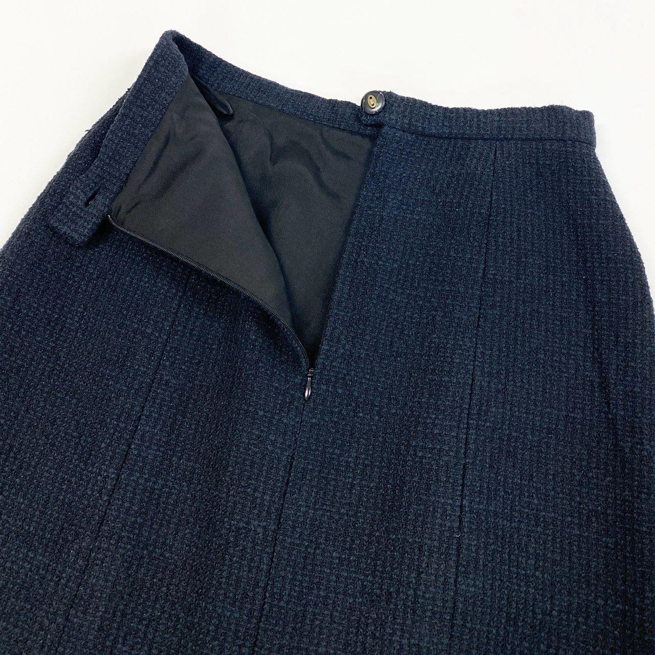 b23 CHANEL シャネル 2002年 02A P19755 ラインストーン ココマーク付き ツイードスカート サイズ38 ブラック レディースk02i