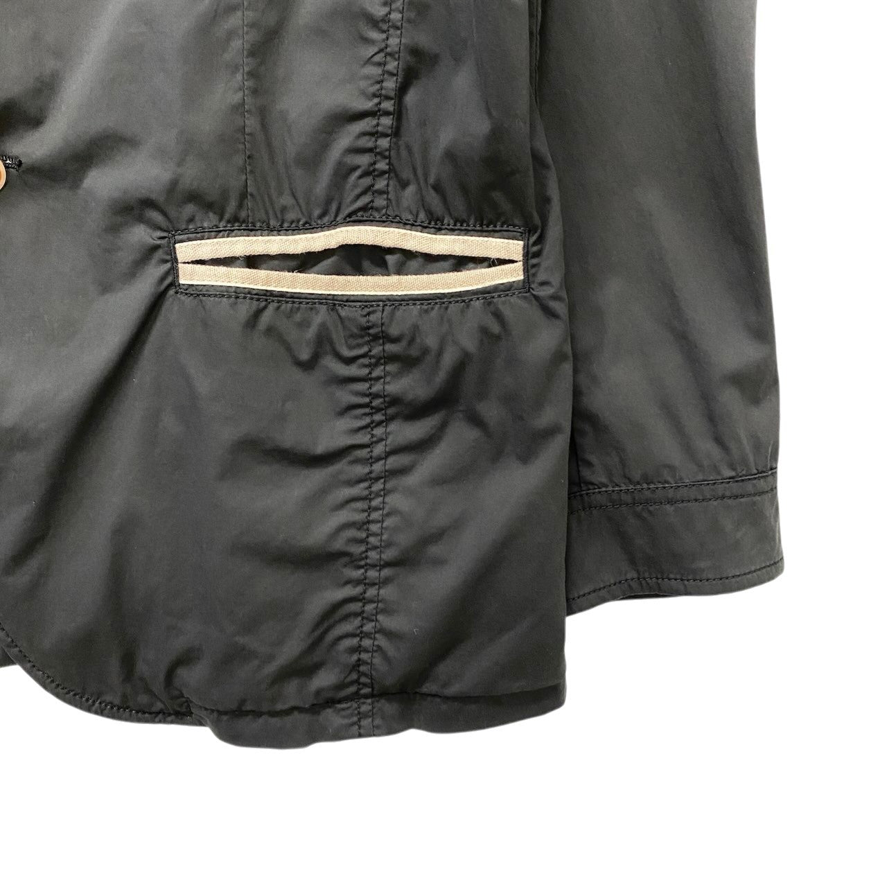 10c29 ARMANI COLLEZIONI アルマーニコレツィオーネ テーラードジャケット カジュアルジャケット 薄手 バイカラー コットンブレンド メンズ 紳士服 イタリア製 48 ブラック ベージュk02i