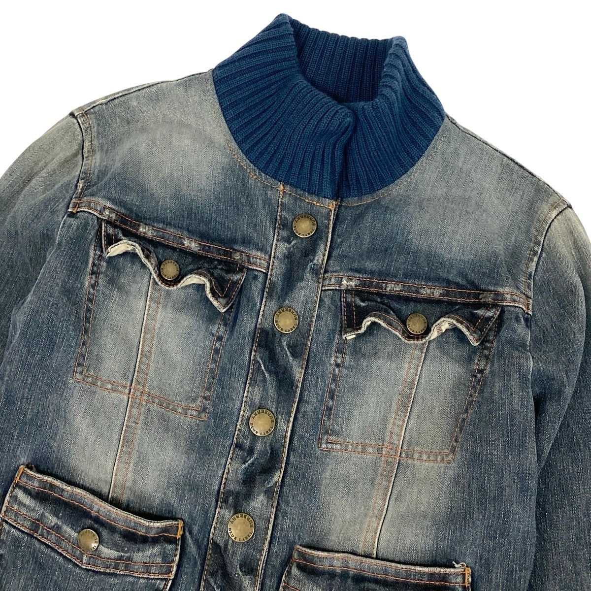 h17 BURBERRY BLUE LABEL クロップドデニムジャケット リブ付き 38サイズ インディゴ レディース 女性用k02i