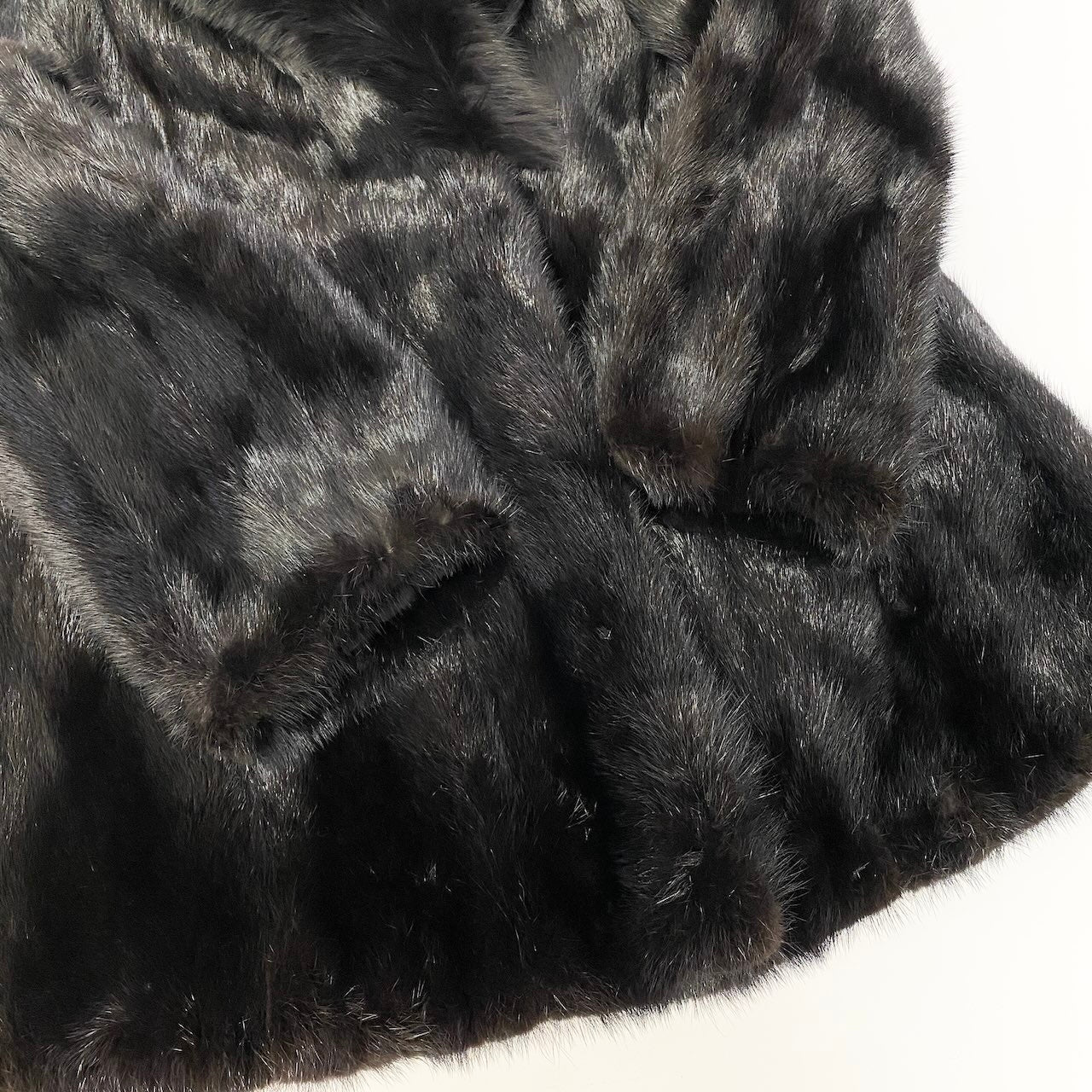 34c20 ダークミンク × フォックスファー コート サイズ11 ブラック 本毛皮 Mink × Fox Fur Coatt18r
