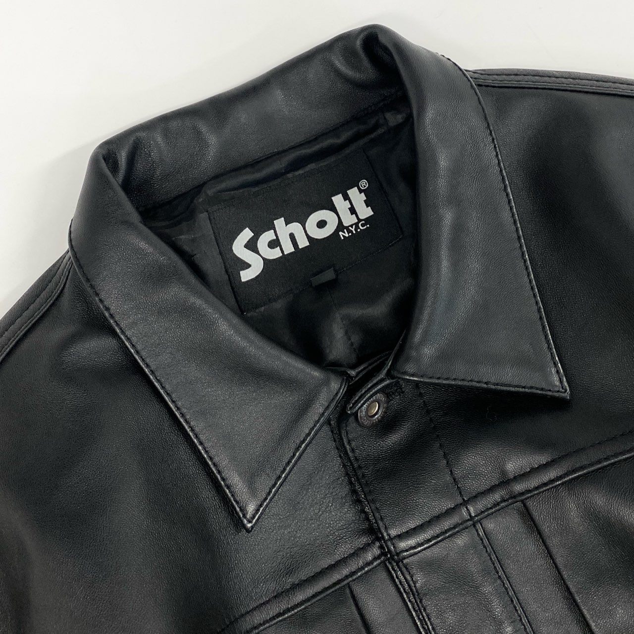 1g2 《美品》 Schott ショット SHEEP LEATHER 1st TRACKER JACKET 782-3950128 XL ブラック シープレザー トラッカージャケット ラムスキン