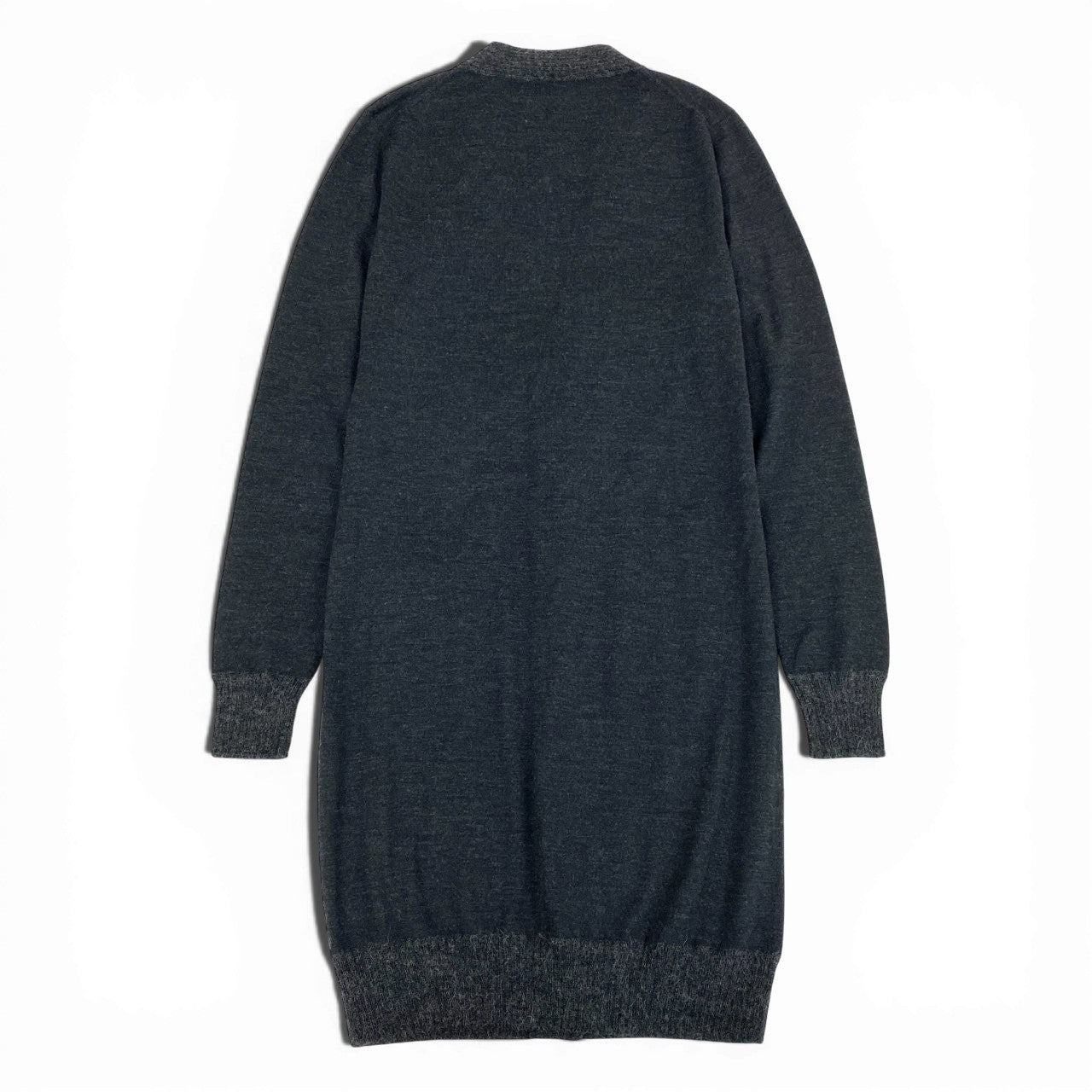 34a27【美品】HERMES エルメス ニットカーディガン ロングカーディガン Vネック Hロゴ イタリア製 38サイズ グレー レディース 女性用o07t