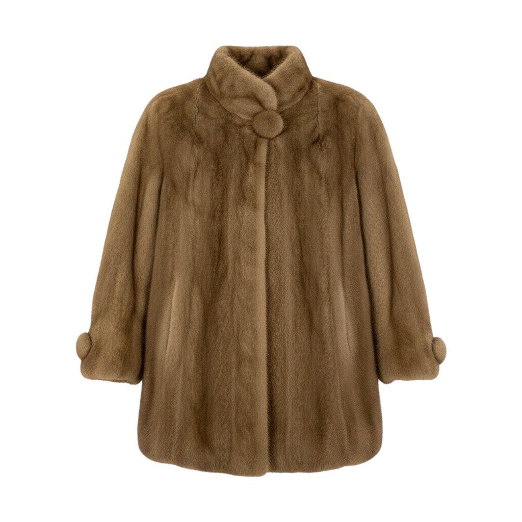 52f10 EMBA エンバ パステルミンク ファーコート ボンボリボタン サイズ11 茶系 本毛皮 Pastel Mink Fur Coatt18r