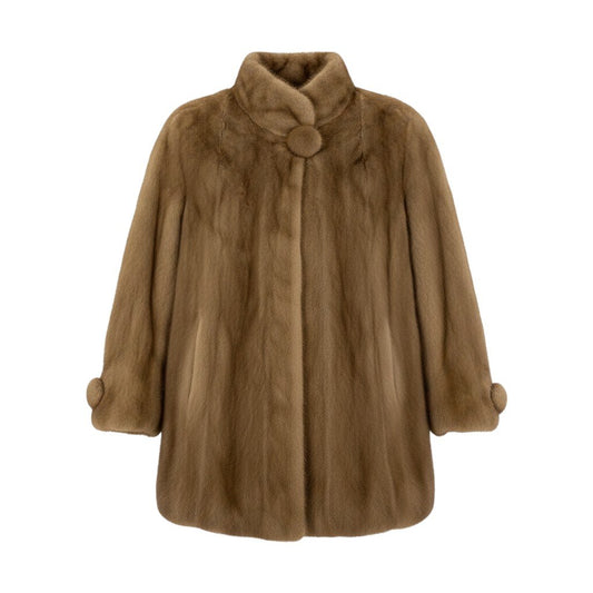 52f10 EMBA エンバ パステルミンク ファーコート ボンボリボタン サイズ11 茶系 本毛皮 Pastel Mink Fur Coatt18r