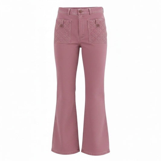 e1 CHANEL ココマーク マトラッセ クロップド丈デニム P22532V13443 38サイズ ピンク レディース 女性用ta1