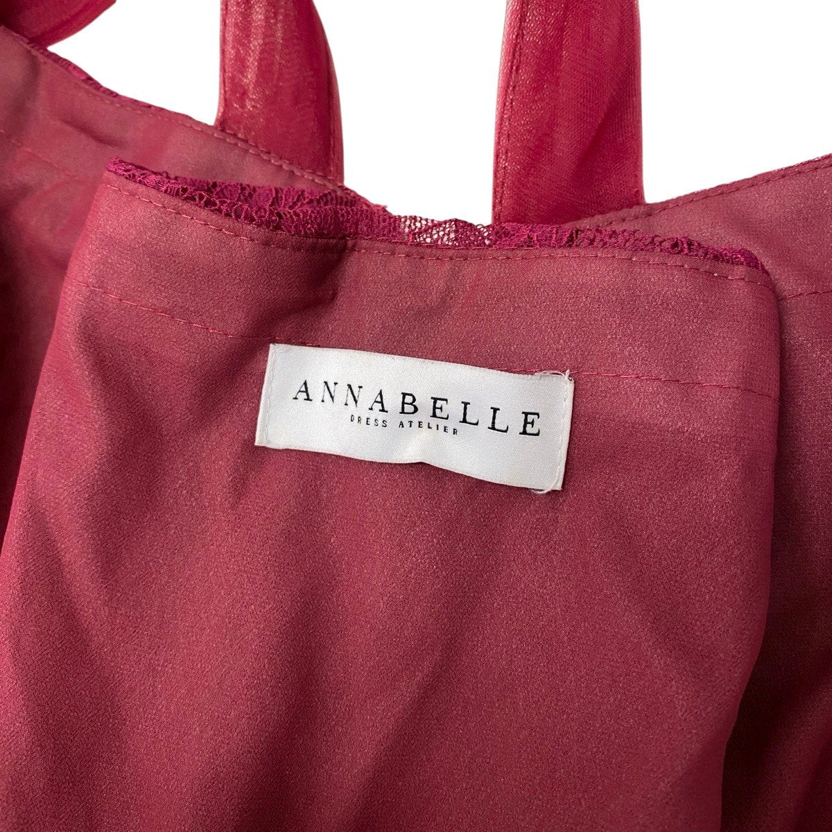 63h12 ANNABELLE アナベル カラードレス ロングドレス 花柄刺繍 Aライン パーティー レッド系 ポリエステル100％ レディース 女性用u02t