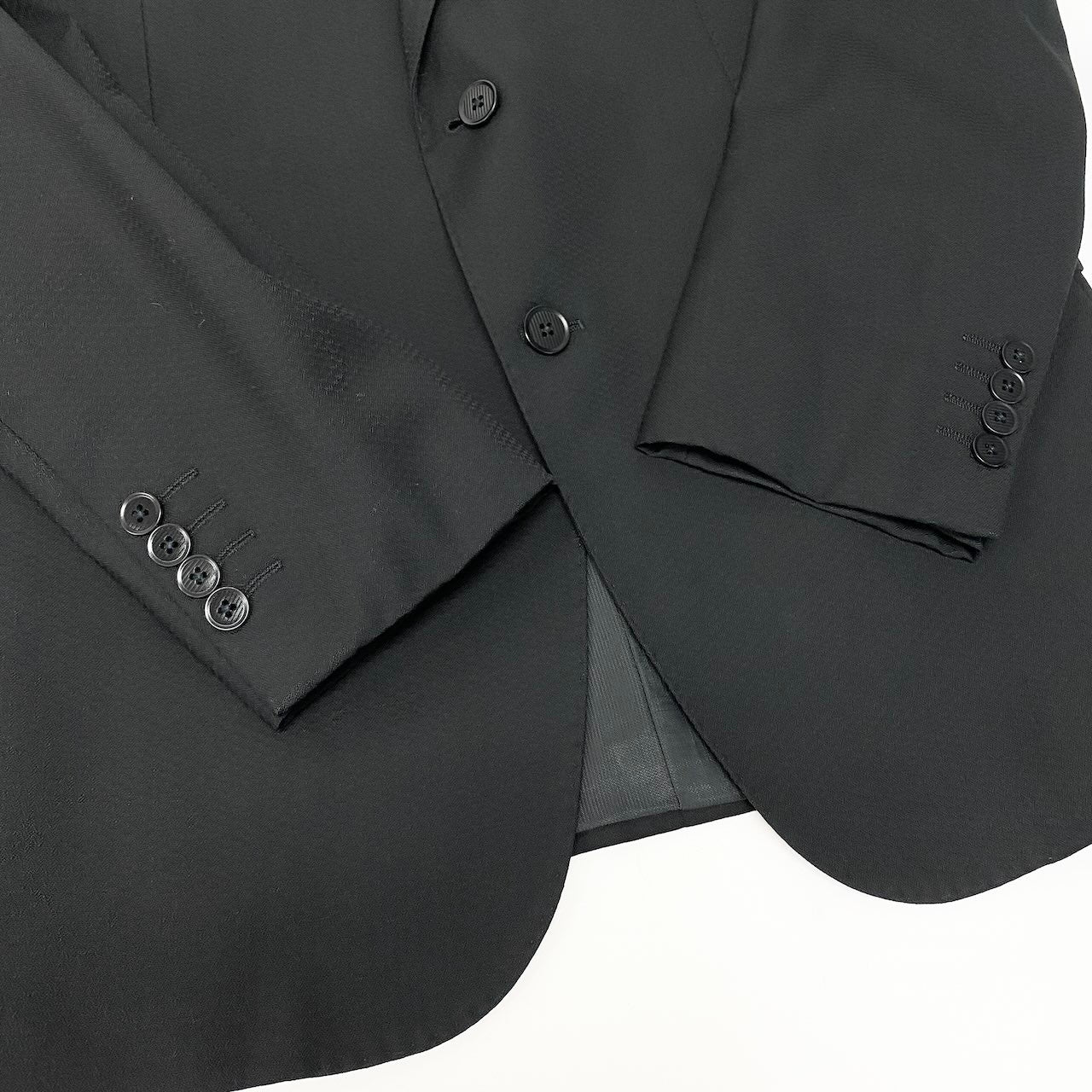 11c29 【美品】 ARMANI COLLEZIONI アルマーニコレツィオーネ M LINE セットアップスーツ シングルスーツ 2B メンズ 紳士服 フォーマル ビジネス イタリア製 50 ブラック ウール100％u02t