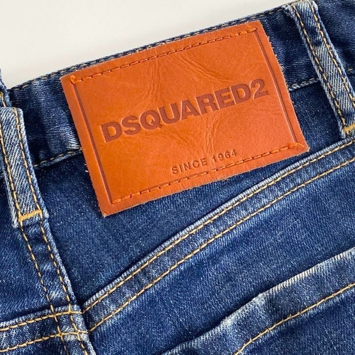 63i26 DSQUARED2 ディースクエアード ヴィンテージ加工 ストレッチフレア デニムパンツ 34 インディゴ ルーマニア製