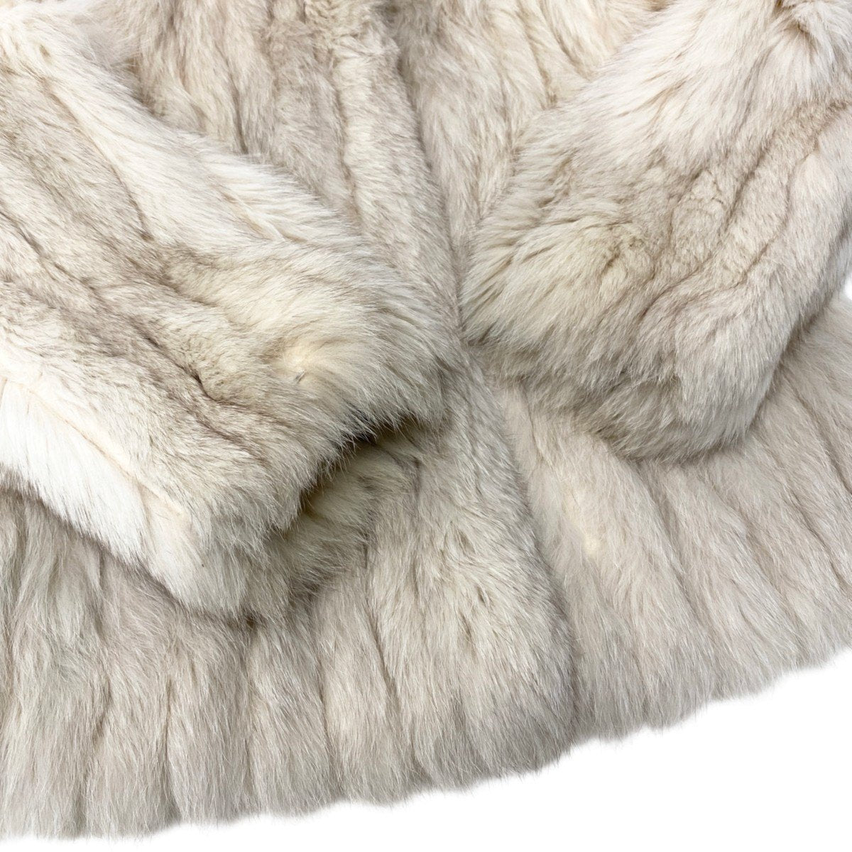 78j8 毛皮コート フォックスファー ブルーフォックス 裏地花柄刺繍 サイズ11 ホワイト系 Fox fur レディースu02t