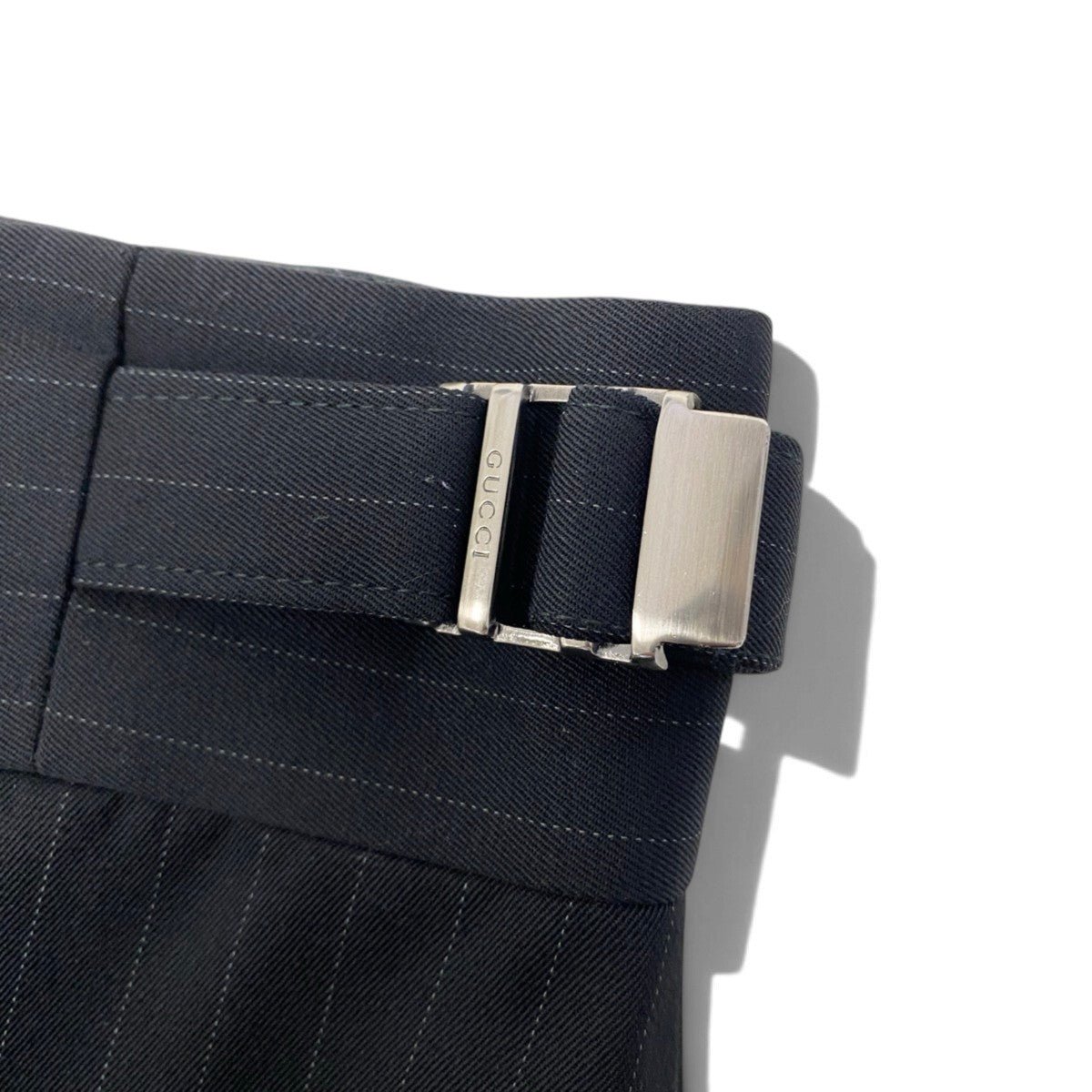 30j4 GUCCI グッチ 1998年 トムフォード期 スカート ストライプ サイドアジャスター 38サイズ ブラック ウール100％ レディース 女性用u02t