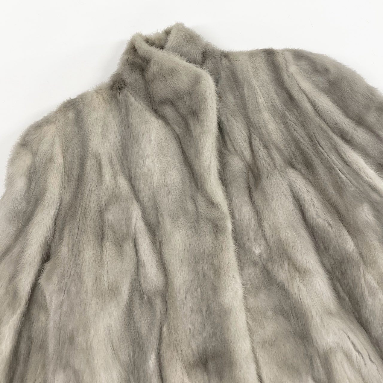 32L10 JINDO SAGA MINK サガミンク 銀サガ サファイアミンク ロングコート サイズ11号 シルバーグレー 最高級本毛皮 MINK FUR ポケット有t18r