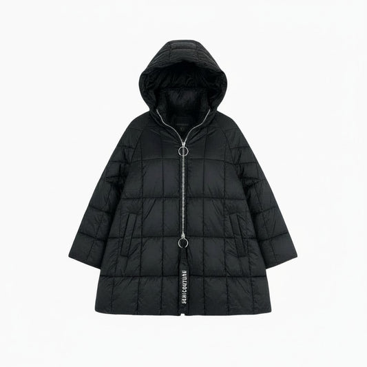 8L5 SEMICOUTURE セミクチュール 中綿ジャケット フーディージャケット ダブルジップ アウター Y2WW01 01サイズ ブラック レディースu02t