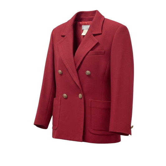 2g2 YVES SAINT LAURENT イヴサンローラン variation ヴィンテージ ダブルブレスト テーラードジャケット 金ボタン サイズ38 レッド レディース 女性用u02t